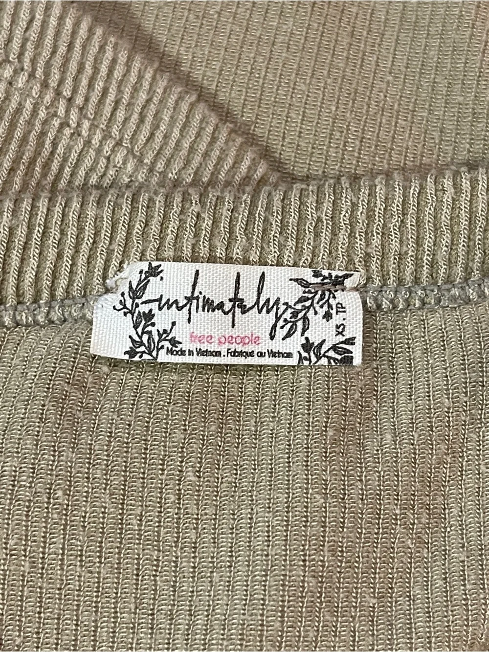 Free People Olive Ribbed Swing Tank